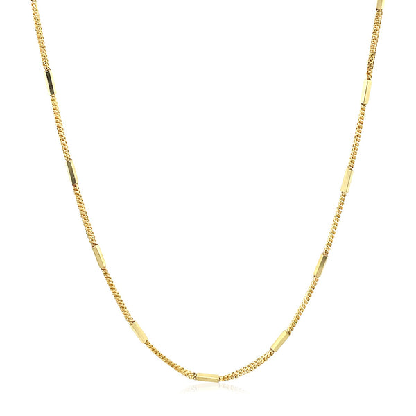 Diamond Cut Bar Links Pendant Chain in 14k Yellow Gold (1.3mm) - Premium Chains - Just $547.99! Shop now at Pulse Designer Fashion