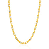 14k Two-Toned Yellow and White Gold Link Men's Necklace with Beads - Premium Necklaces - Just $3831.99! Shop now at Pulse Designer Fashion