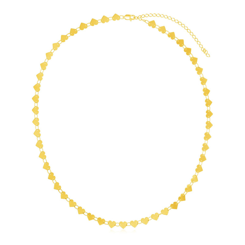 14k Yellow Gold Mirrored Heart Chain Necklace - Premium Necklaces - Just $583.99! Shop now at Pulse Designer Fashion