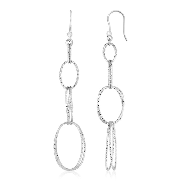 Sterling Silver Textured Interlocking Oval Dangle Earrings - Premium Earrings - Just $110.99! Shop now at Pulse Designer Fashion