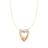 Necklace with Heart Pendant in 10k Tri Color Gold - Premium Necklaces - Just $319.99! Shop now at Pulse Designer Fashion