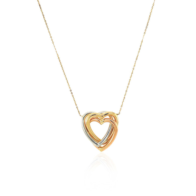 Necklace with Heart Pendant in 10k Tri Color Gold - Premium Necklaces - Just $319.99! Shop now at Pulse Designer Fashion