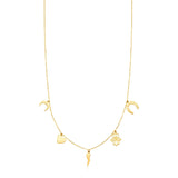 14K Yellow Gold Necklace with Polished Charms - Premium Necklaces - Just $311.99! Shop now at Pulse Designer Fashion