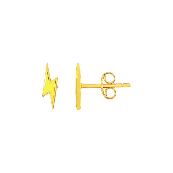 14k Yellow Gold and Enamel Yellow Lightning Bolt Stud Earrings - Premium Earrings - Just $211.99! Shop now at Pulse Designer Fashion