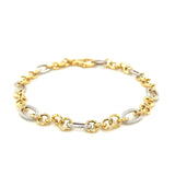 14k Two-Tone Gold Rope Motif Oval and Round Link Chain Bracelet - Premium Bracelets - Just $563.99! Shop now at Pulse Designer Fashion