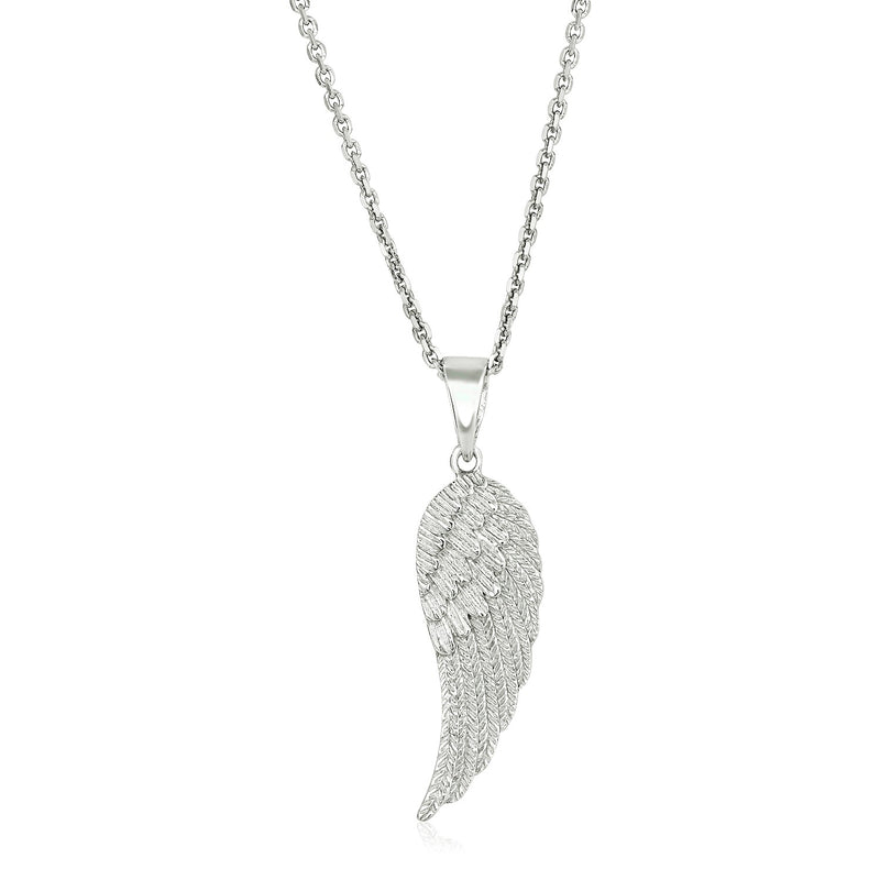 Sterling Silver with Large Textured Angel Wing Pendant - Premium Pendants - Just $61.99! Shop now at Pulse Designer Fashion