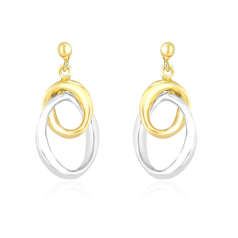 14k Two-Tone Gold Drop Earrings with Interlaced Oval Sections - Premium Earrings - Just $738.99! Shop now at Pulse Designer Fashion