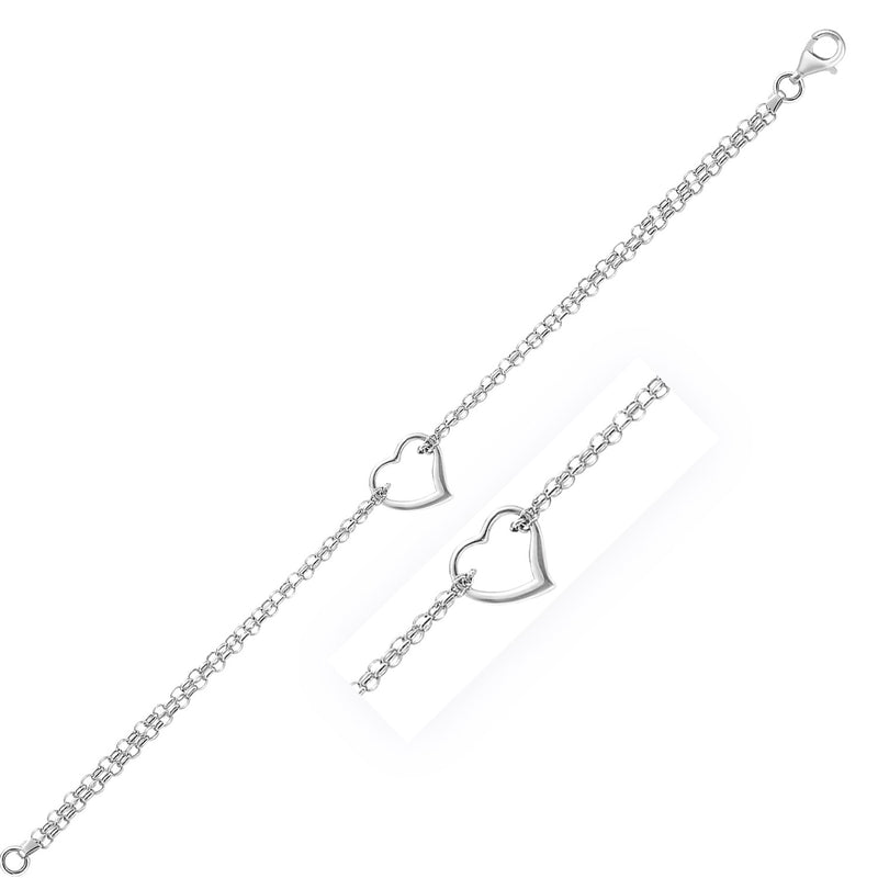 14k White Gold Cable Chain Anklet with Open Heart Station - Premium Anklets - Just $437.99! Shop now at Pulse Designer Fashion