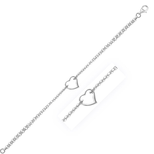 14k White Gold Cable Chain Anklet with Open Heart Station - Premium Anklets - Just $458.99! Shop now at Pulse Designer Fashion