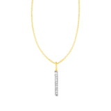 14k Yellow Gold Bar Pendant with Diamonds - Premium Pendants - Just $507.99! Shop now at Pulse Designer Fashion