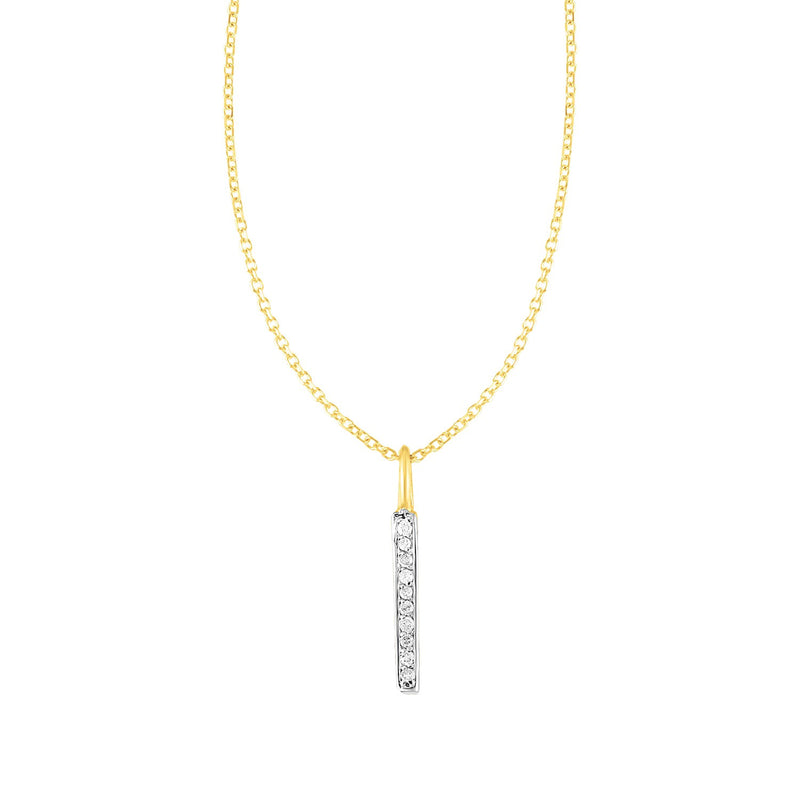 14k Yellow Gold Bar Pendant with Diamonds - Premium Pendants - Just $568.99! Shop now at Pulse Designer Fashion