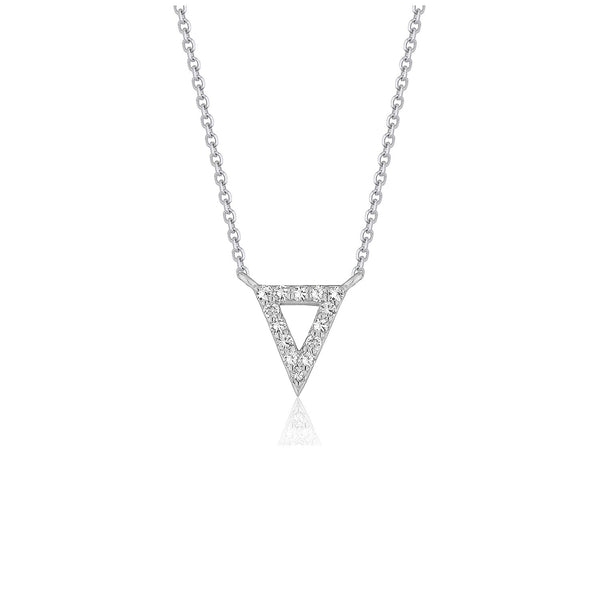 Diamond Inverted Triangle Pendant in 14k White Gold - Premium Necklaces - Just $772.99! Shop now at Pulse Designer Fashion