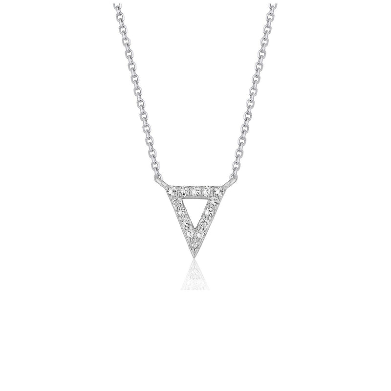 Diamond Inverted Triangle Pendant in 14k White Gold - Premium Necklaces - Just $772.99! Shop now at Pulse Designer Fashion