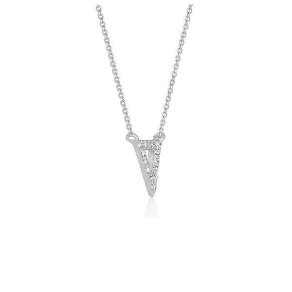 Diamond Inverted Triangle Pendant in 14k White Gold - Premium Necklaces - Just $772.99! Shop now at Pulse Designer Fashion