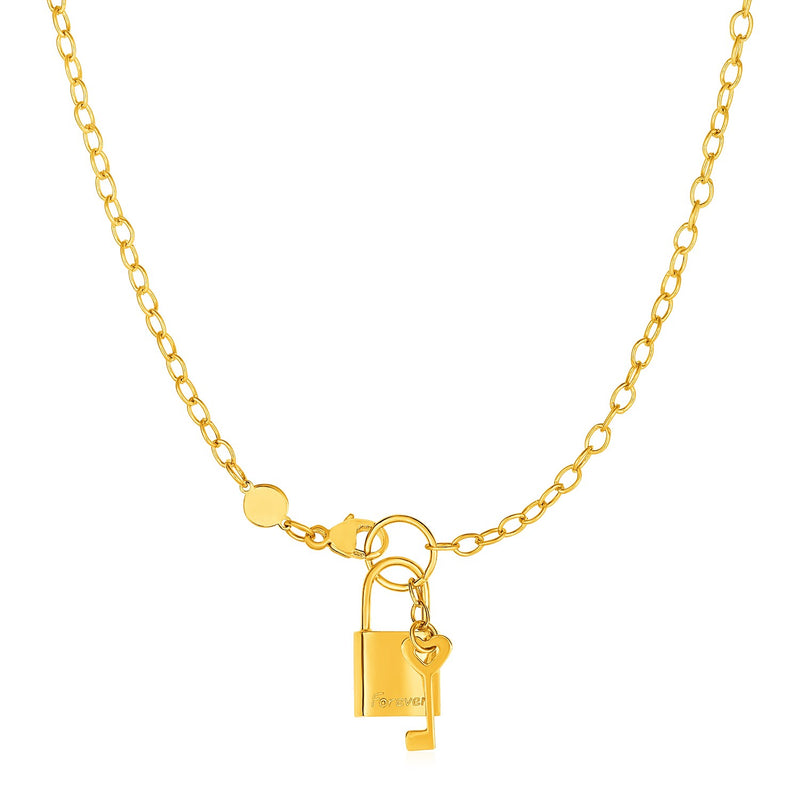 Necklace with Lock and Key in 14k Yellow Gold - Premium Necklaces - Just $1013.99! Shop now at Pulse Designer Fashion