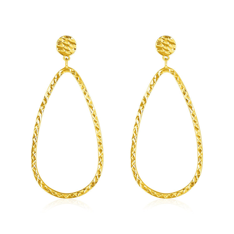 14k Yellow Gold Textured Teardrop Motif Post Earrings - Premium Earrings - Just $416.99! Shop now at Pulse Designer Fashion