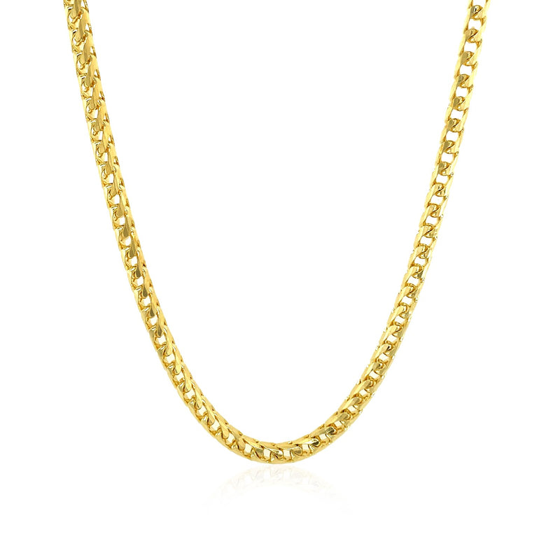 3.1mm 14k Yellow Solid Gold Diamond Cut Round Franco Chain - Premium Chains - Just $3418.99! Shop now at Pulse Designer Fashion