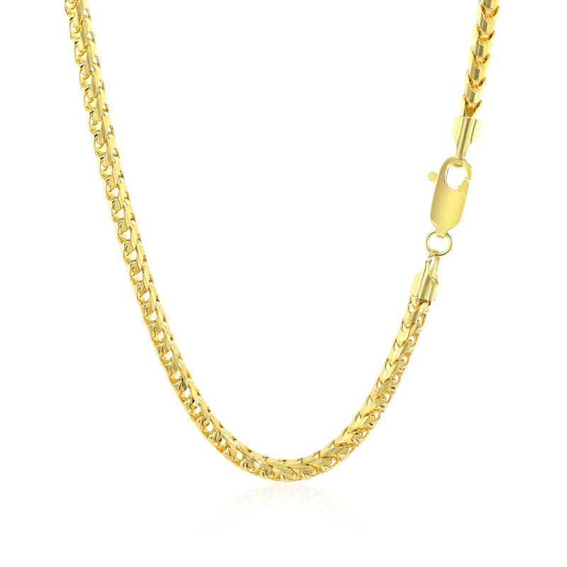 3.1mm 14k Yellow Solid Gold Diamond Cut Round Franco Chain - Premium Chains - Just $3418.99! Shop now at Pulse Designer Fashion