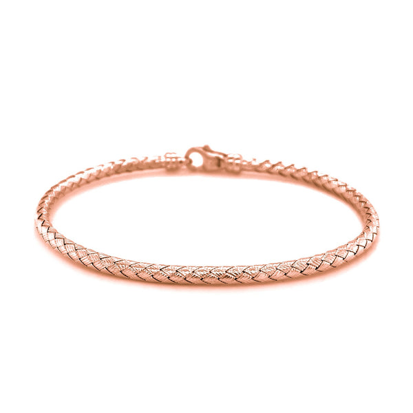 14k Rose Gold Fancy Weave Motif Bangle - Premium Bangles - Just $1293.99! Shop now at Pulse Designer Fashion