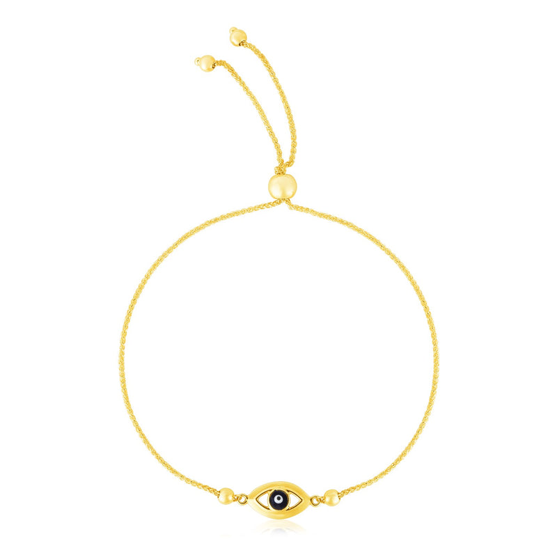 14k Yellow Gold Adjustable Evil Eye Bracelet - Premium Bracelets - Just $342.99! Shop now at Pulse Designer Fashion