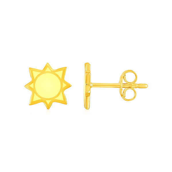 14k Yellow Gold and Enamel Yellow Sunburst Stud Earrings - Premium Earrings - Just $389.99! Shop now at Pulse Designer Fashion