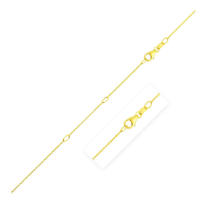 Double Extendable Cable Chain in 14k Yellow Gold (0.85mm) - Premium Chains - Just $202.99! Shop now at Pulse Designer Fashion