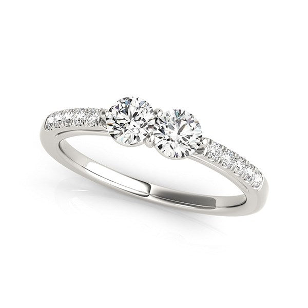 14k White Gold Two Stone Round Diamond Ring (5/8 cttw) - Premium Rings - Just $3712.99! Shop now at Pulse Designer Fashion