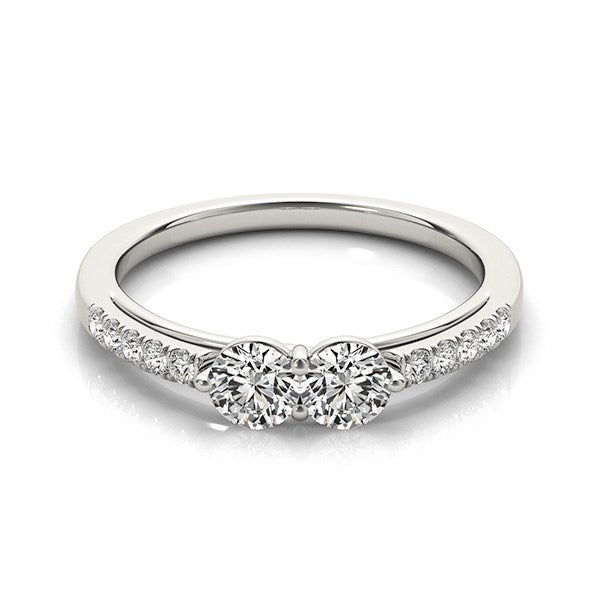 14k White Gold Two Stone Round Diamond Ring (5/8 cttw) - Premium Rings - Just $3712.99! Shop now at Pulse Designer Fashion