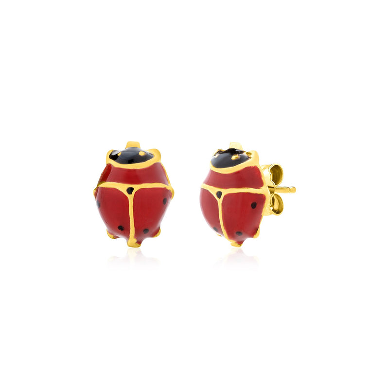 14K Yellow Gold Lady Bug Earrings - Premium Earrings - Just $152.99! Shop now at Pulse Designer Fashion