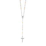 Three Toned Rosary Chain and Bead Necklace in Sterling Silver - Premium Necklaces - Just $151.99! Shop now at Pulse Designer Fashion