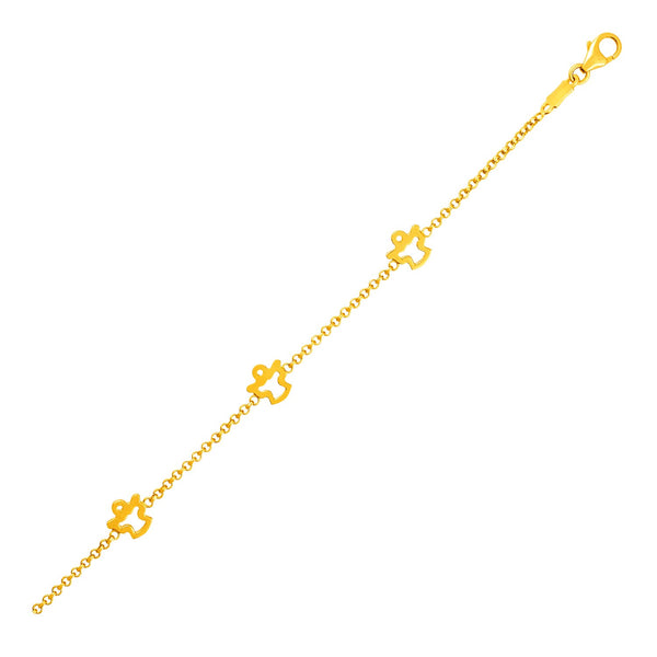 14k Yellow Gold Childrens Bracelet with Angels - Premium Bracelets - Just $354.99! Shop now at Pulse Designer Fashion