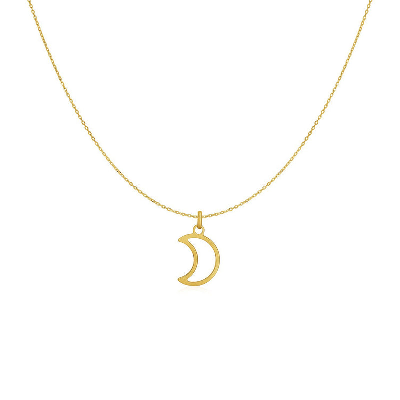 14k Yellow Gold Necklace with Moon - Premium Necklaces - Just $196.99! Shop now at Pulse Designer Fashion