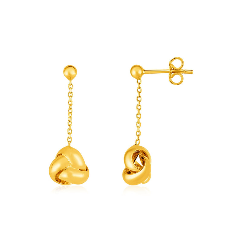 14k Yellow Gold Love Knot Drop Earrings - Premium Earrings - Just $330.99! Shop now at Pulse Designer Fashion