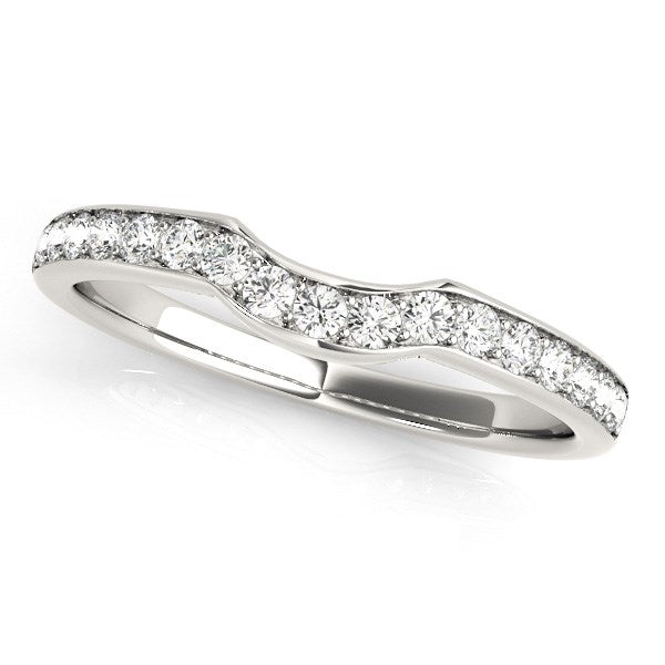 14k White Gold Curved Style Diamond Wedding Ring (1/4 cttw) - Premium Rings - Just $1313.99! Shop now at Pulse Designer Fashion