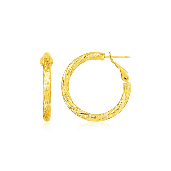 14k Yellow Gold Petite Twisted Round Hoop Earrings - Premium Earrings - Just $447.99! Shop now at Pulse Designer Fashion