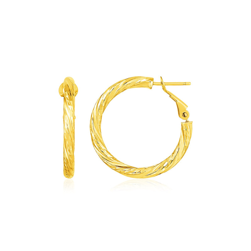 14k Yellow Gold Petite Twisted Round Hoop Earrings - Premium Earrings - Just $447.99! Shop now at Pulse Designer Fashion