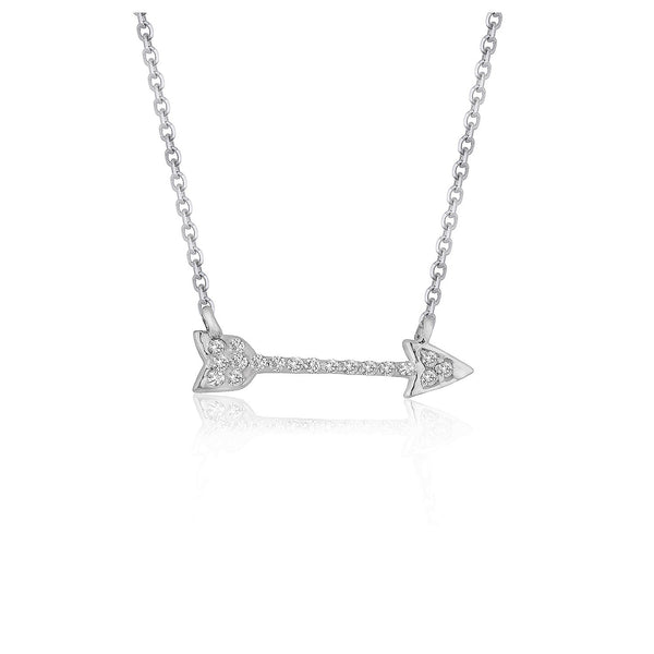 Diamond Arrow Style Pendant in 14k White Gold (1/10 cttw) - Premium Necklaces - Just $673.99! Shop now at Pulse Designer Fashion