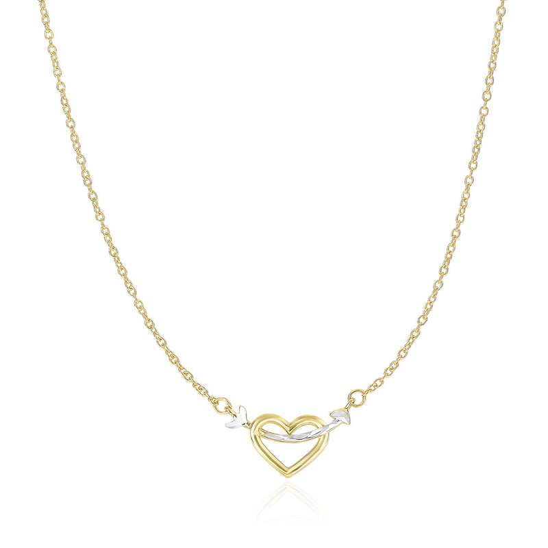 14k Two-Tone Gold Necklace with Interlaced Heart and Arrow Charm - Premium Necklaces - Just $458.99! Shop now at Pulse Designer Fashion