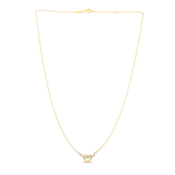 14k Two-Tone Gold Necklace with Interlaced Heart and Arrow Charm - Premium Necklaces - Just $422.99! Shop now at Pulse Designer Fashion