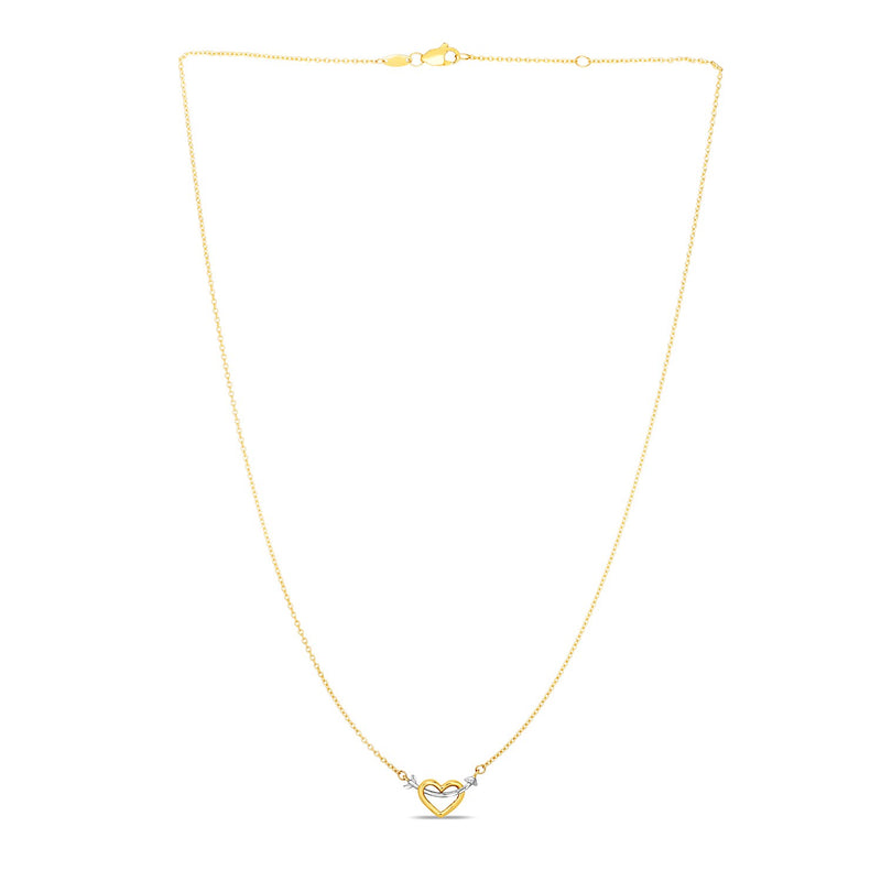 14k Two-Tone Gold Necklace with Interlaced Heart and Arrow Charm - Premium Necklaces - Just $422.99! Shop now at Pulse Designer Fashion