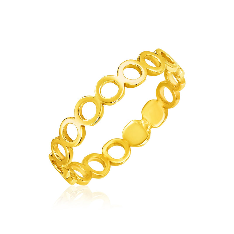 14k Yellow Gold Ring with Polished Open Circle Motifs - Premium Rings - Just $416.99! Shop now at Pulse Designer Fashion