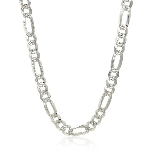 Sterling Silver Rhodium Plated Classic Figaro Chain 6.3mm - Premium Chains - Just $122.99! Shop now at Pulse Designer Fashion