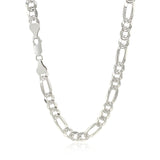 Sterling Silver Rhodium Plated Classic Figaro Chain 6.3mm - Premium Chains - Just $122.99! Shop now at Pulse Designer Fashion