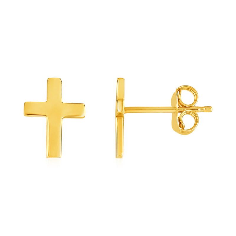 14k Yellow Gold Post Earrings with Crosses - Premium Earrings - Just $271.99! Shop now at Pulse Designer Fashion