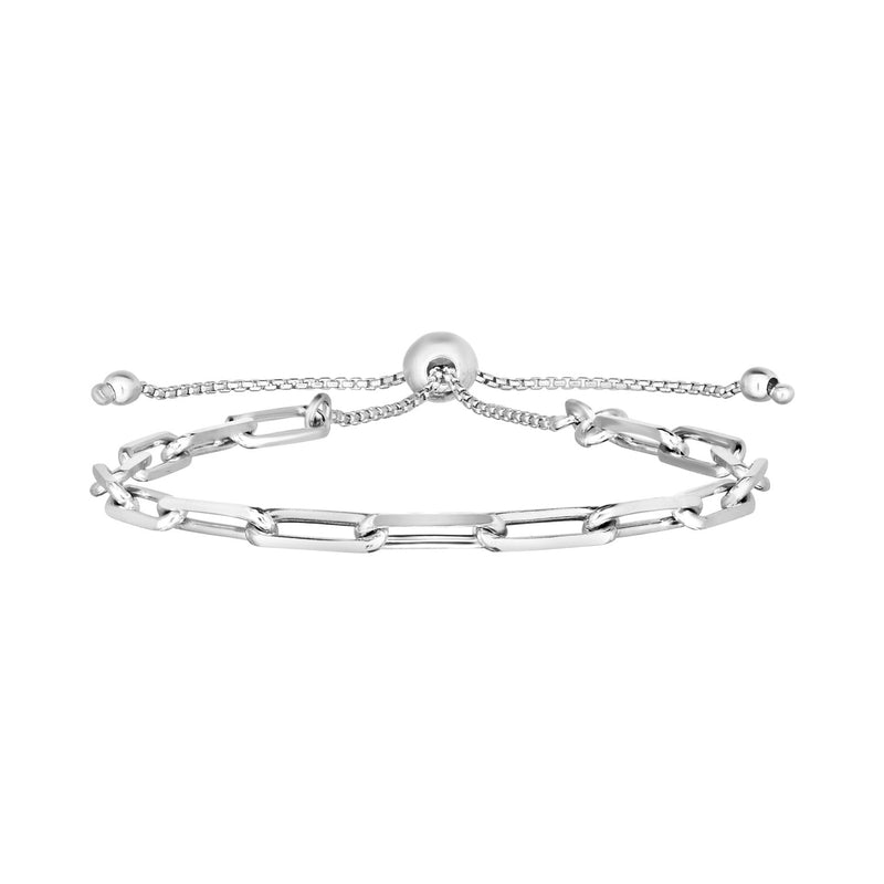 Sterling Silver Paperclip Chain Adjustable Bracelet - Premium Bracelets - Just $69.99! Shop now at Pulse Designer Fashion