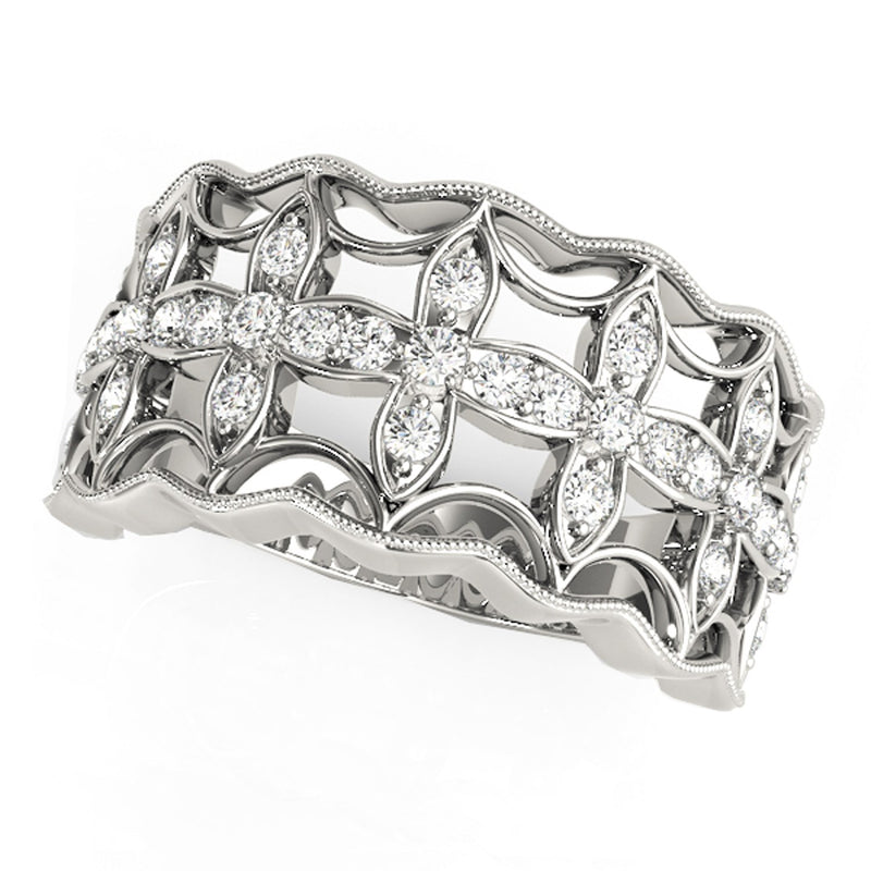 Diamond Studded Four Leaf Clover Motif Ring in 14k White Gold (1/4 cttw) - Premium Rings - Just $2056.99! Shop now at Pulse Designer Fashion