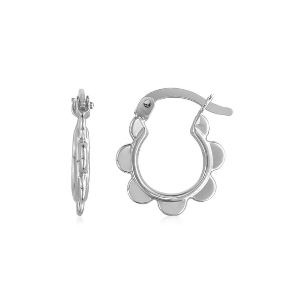 14k White Gold Scalloped Hoop Earrings - Premium Earrings - Just $186.99! Shop now at Pulse Designer Fashion