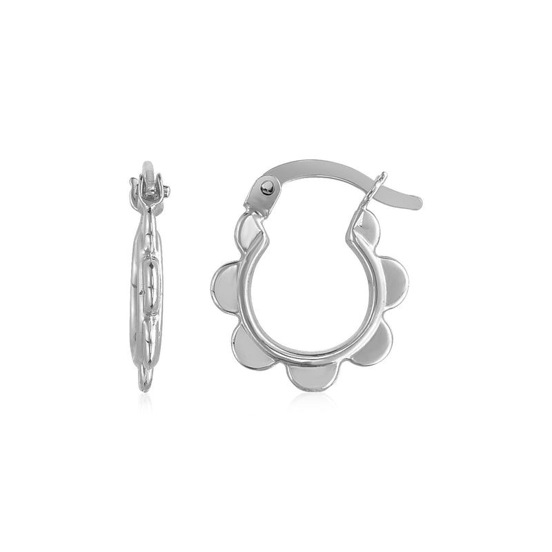 14k White Gold Scalloped Hoop Earrings - Premium Earrings - Just $186.99! Shop now at Pulse Designer Fashion