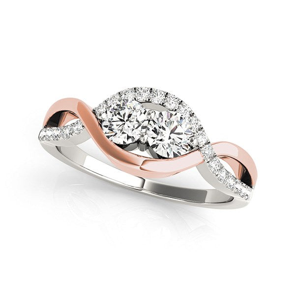 14k White And Rose Gold Infinity Style Two Stone Diamond Ring (5/8 cttw) - Premium Rings - Just $3712.99! Shop now at Pulse Designer Fashion