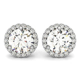 14k White Gold Round Prong Halo Style Earrings (1 cttw) - Premium Earrings - Just $6157.99! Shop now at Pulse Designer Fashion